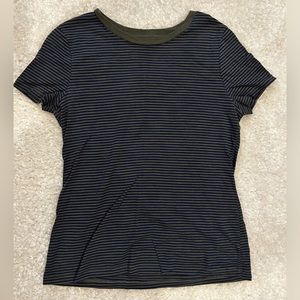 Mossimo Navy and Green Striped T-Shirt